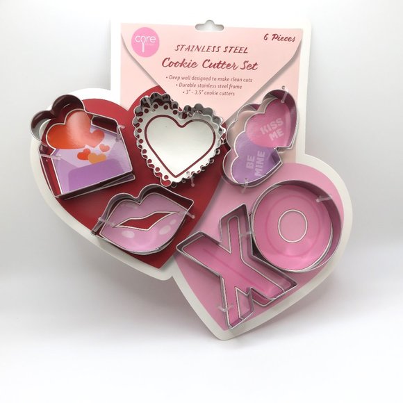 (#O) Core Kitchen Valentine Stainless Steel Cookie Cutter Set 6 Pieces - Picture 2 of 6